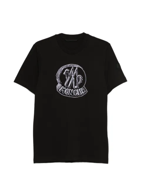 Moncler cartoon logo T-shirt Black L10918C0003589AUG