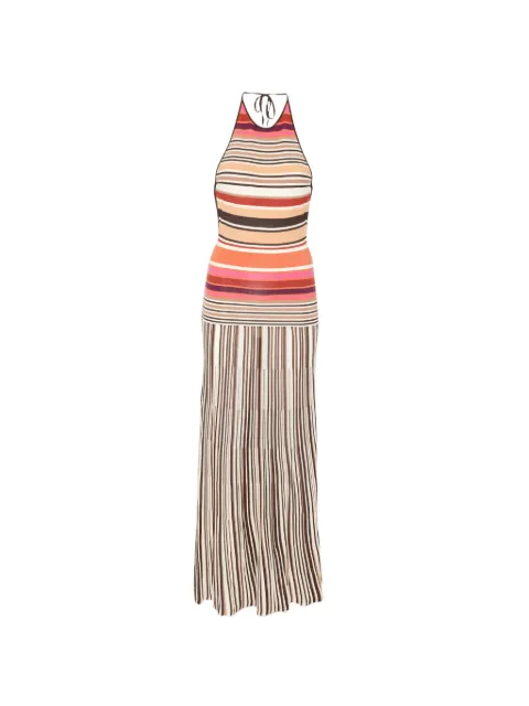 Faithfull Maretta striped halterneck dress Neutrals FFK426MUA