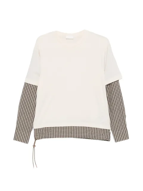 Moncler gingham layered T-shirt Neutrals L10938D0000689B8Y