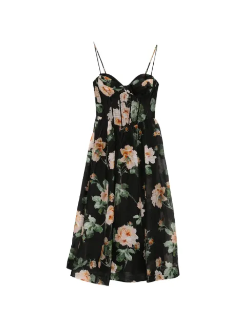 ZIMMERMANN Luna corset floral midi dress Black 8178DS261