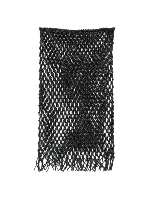 The Frankie Shop Nelaya macramé leather midi skirt Black SKFS218911000103