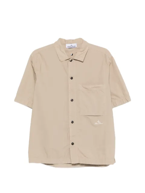 Stone Island 1100006 organic cotton Tela 'Paracadute' comfort-fit short-sleeve shirt with chest pocket Neutrals L1S151100006S0168