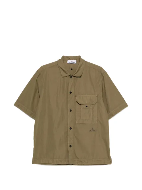 Stone Island logo-embroidered shirt Green L1S151100026S0318