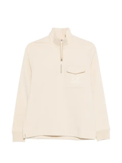 C.P. Company Diagonal Raised quarter-zip logo-detail sweatshirt Neutrals 20CMSS026A005086W
