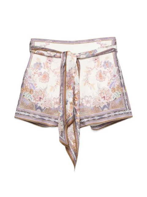 ZIMMERMANN Luna floral-print belted mini shorts Neutrals 5214AS261