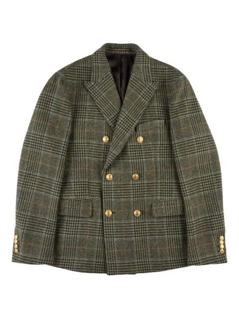 slowear x Incotex double-breasted prince wales blazer Green 63I00640976