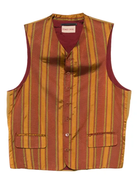 Romeo Gigli Pre-Owned 90s striped pocket silk vest Red RG280UH