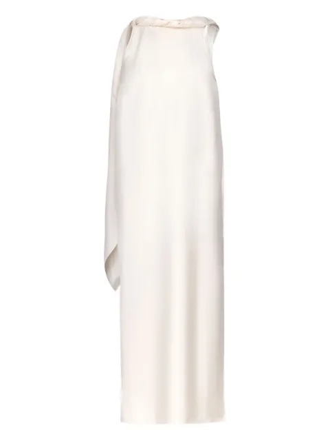 LouLou de Saison collared scarf midi dress Neutrals SUSANIVORY