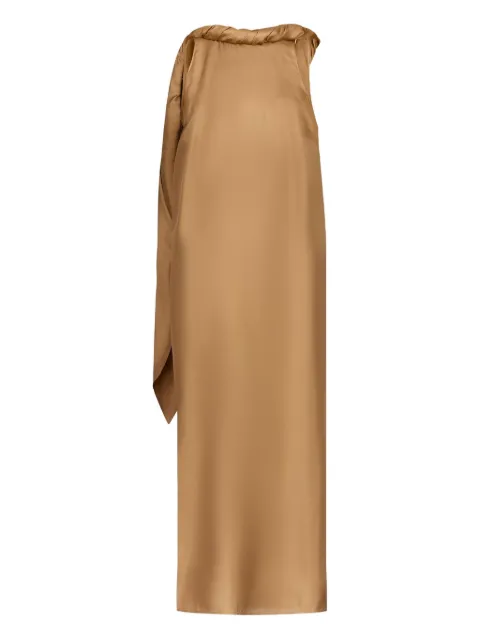 LouLou de Saison Susan twisted-collar midi dress Brown SUSAN