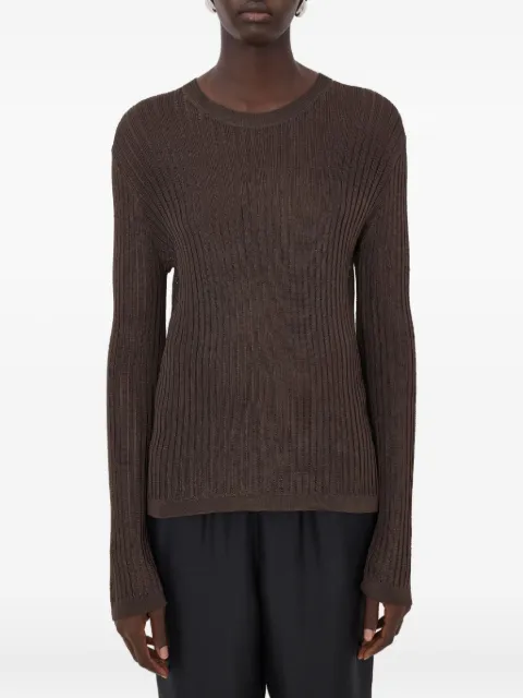 LouLou de Saison Hedora ribbed semi-sheer jumper Brown HEDORA
