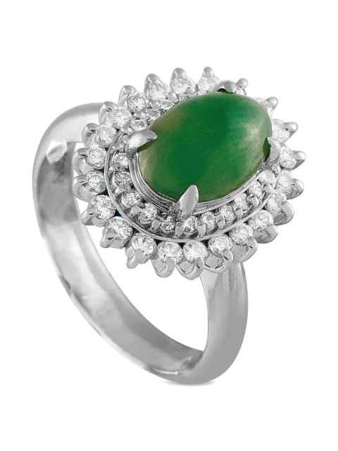 LB Exclusive Platinum diamond jade cluster ring Silver MF48101725
