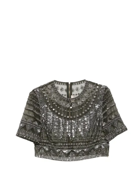 Elie Saab sequin-embellished beaded top Silver TO149NS25BE033
