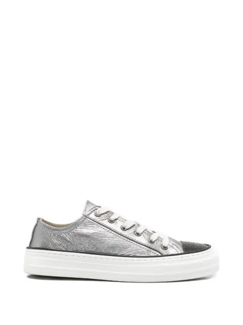 Brunello Cucinelli metallic lace-up sneakers Silver MZLMG2645