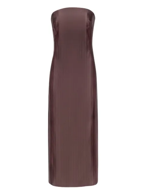 LouLou de Saison Giulia striped bustier midi dress Brown GIULIADARKBROWN