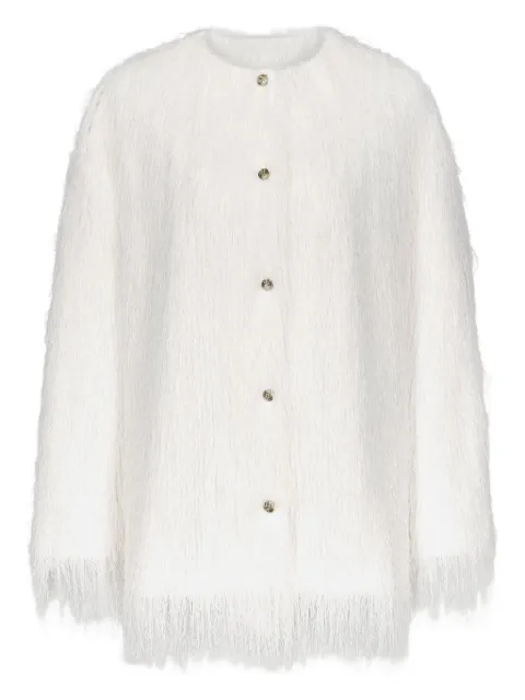 LouLou de Saison Filipo fringed-detail coat White FILIPO