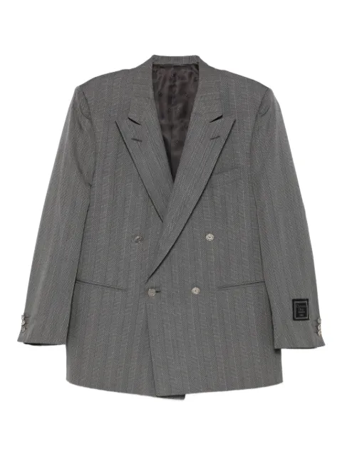 Christian Dior Pre-Owned 1990s striped-pattern double-breasted blazer Grey CD600UB