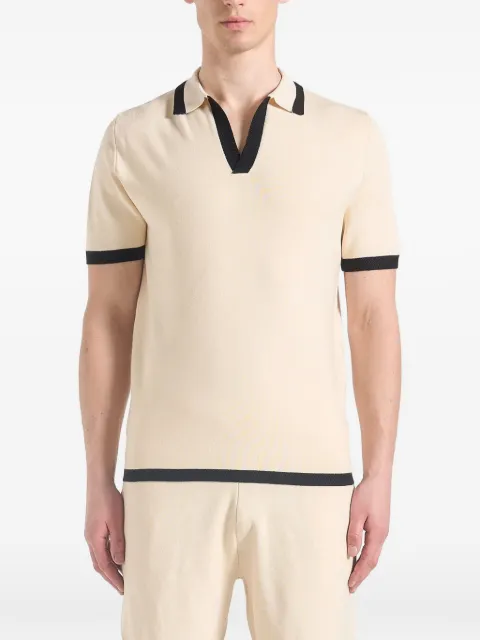 Manière De Voir Lambert contrast-detail knit cream polo shirt Neutrals MAN3366