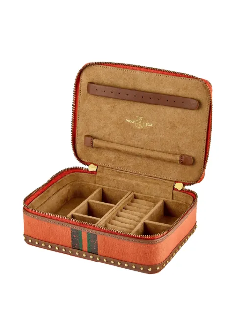 WOLF Ida studded jewellery box (21cm x 15.3cm) Orange 190045