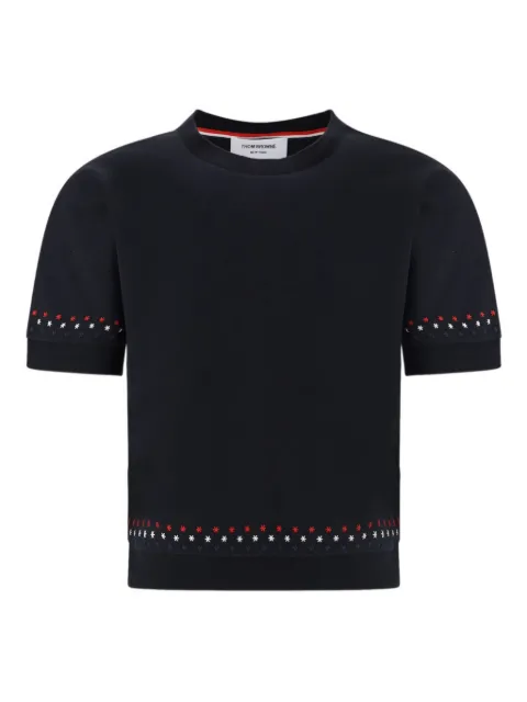 Thom Browne snowflake-embroidery crew-neck T-Shirt Black FJS255EJ0055