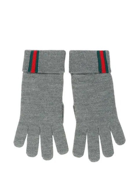 Gucci Web-detail gloves Grey 8341944G200