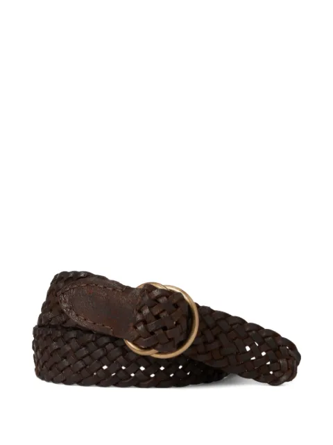 Ralph Lauren RRL braided double-ring leather belt Brown 417932244001