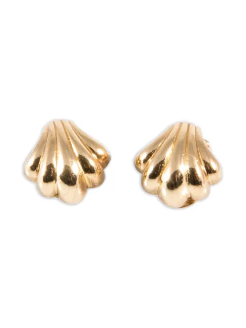 Christian Dior Pre-Owned 1990s shell clip-on earrings Gold 15016222
