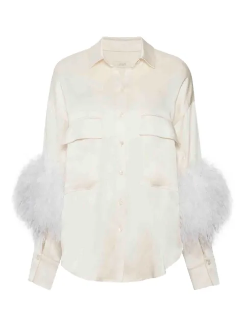 LAPOINTE flap-pockets ostrich-feather shirt Neutrals R2252245AJA102