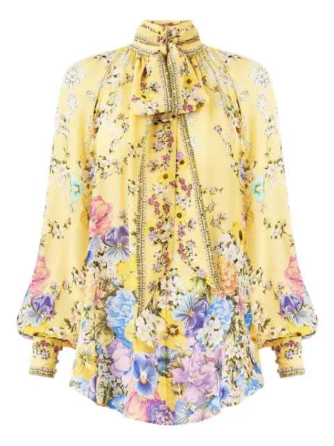 Camilla Darling Buds pussy-bow blouse Yellow 00040989