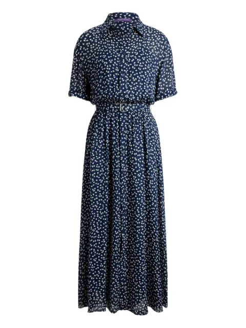 Ralph Lauren Collection geometric-print belted midi day dress Blue 290P10064001