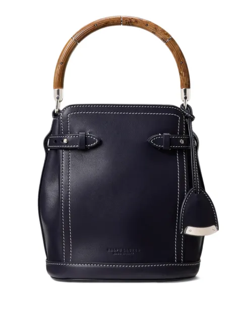 Ralph Lauren Collection small wood-handle leather bucket bag Blue 435977809008