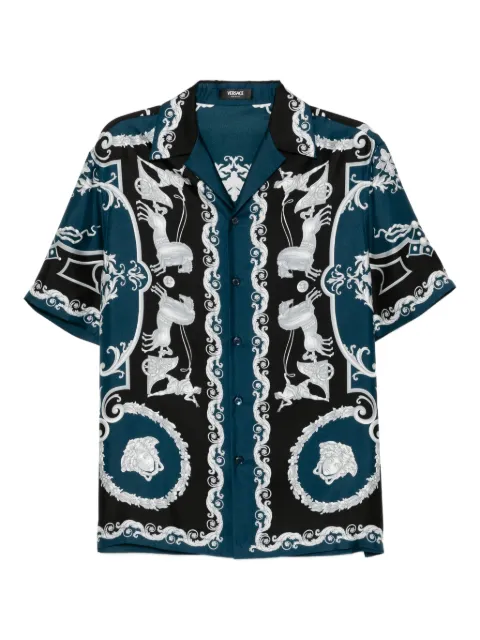 Versace printed silk twill slim shirt Blue 10227401A16096