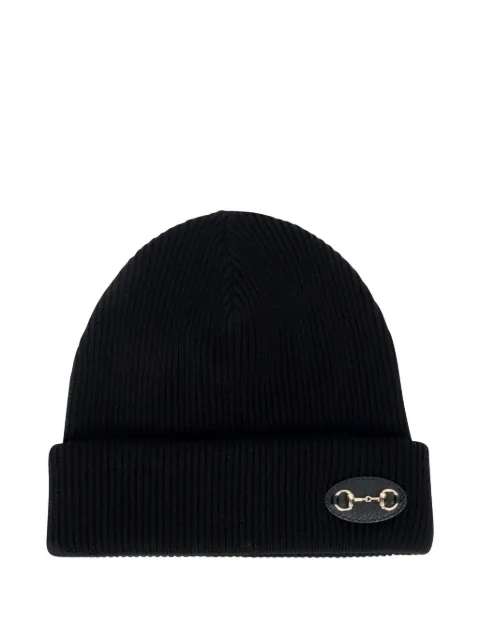 Gucci Horsebit wool beanie hat Black 8367043G200
