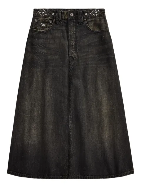 Ralph Lauren RRL studded denim A-line skirt Black 282P07653001