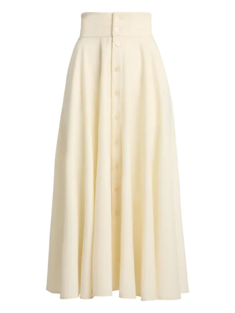 Ralph Lauren Collection lace-up buttoned midi A-line skirt Neutrals 290P10016001