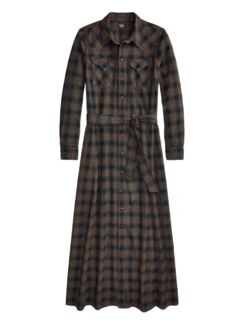 Ralph Lauren RRL plaid tie-waist midi dress Brown 282P07649001