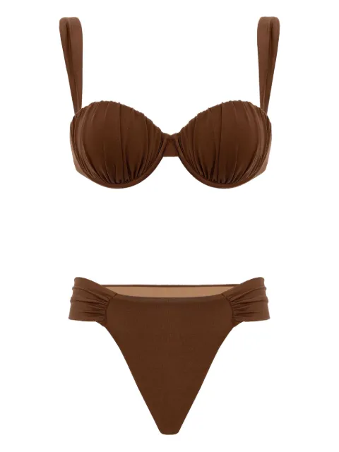 Noire Swimwear ruched balconette biquini Brown NSW421BRONZITE