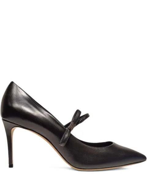 Casadei 80mm Julia Melody bow-embellished strap pumps Black 1F014A0801MINOR