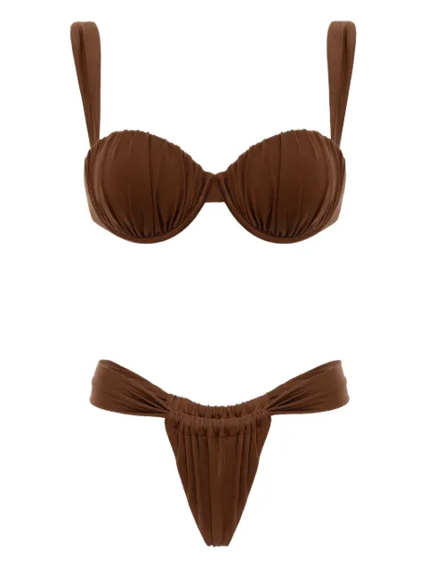 Noire Swimwear ruched balconette biquini Brown NSW419BRONZITE