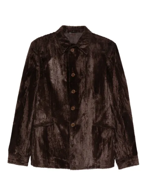 Romeo Gigli Pre-Owned 1990s faux-fur single-breasted jacket Brown RG750TX
