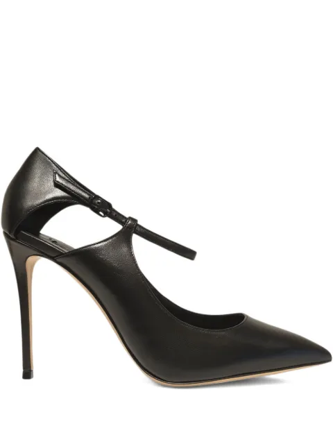 Casadei 100mm Samurai Julia T-strap stiletto pumps Black 1H032A1001MIN0R
