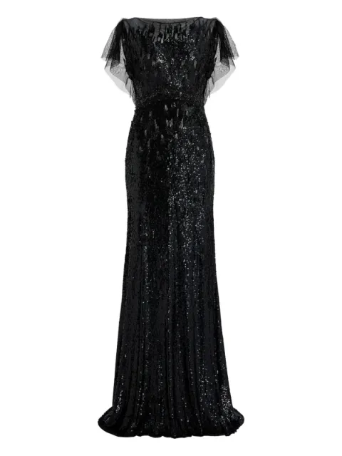 Jenny Packham Bonnie sequin-embellished tulle dress Black JPEX367