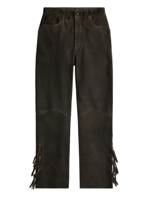 Ralph Lauren RRL fringed leather trousers Black 282P07637001