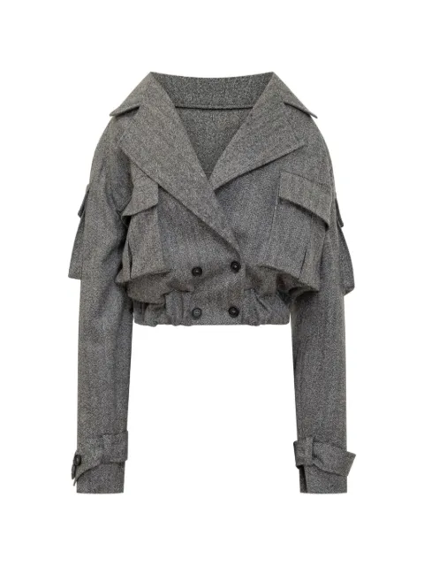 BATAKOVIC Belgrade herringbone-pattern cropped jacket and trousers set Grey BBFW25FTDF