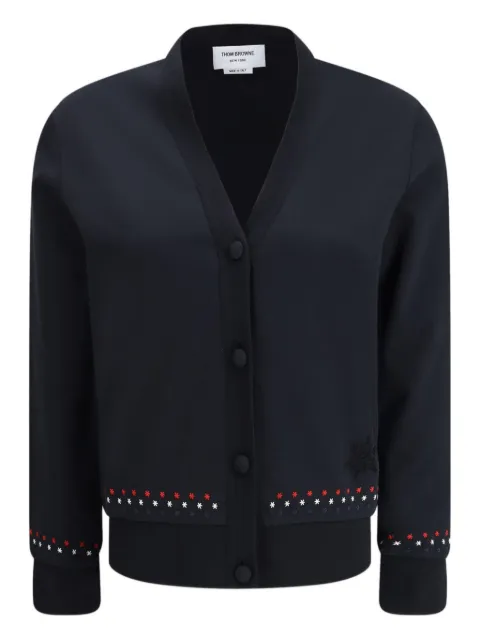 Thom Browne snowflake-stitched V-neck cardigan Blue FJT428EJ0055