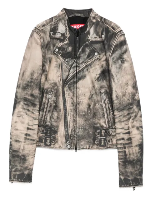 Diesel L-Uxure zip-fastening leather jacket Neutrals A209950ENBC