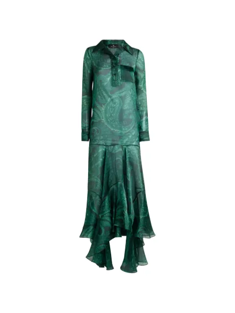 ETRO paisley ruffled dress Green WRHA047499SA1K9