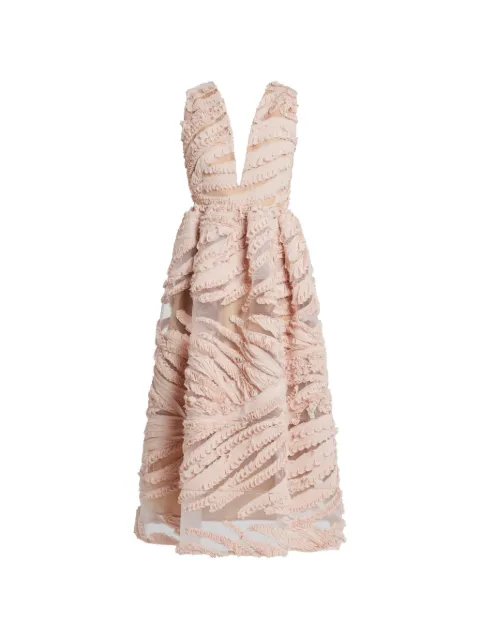 Greta Constantine ruffled V-neck dress Pink PRINIA