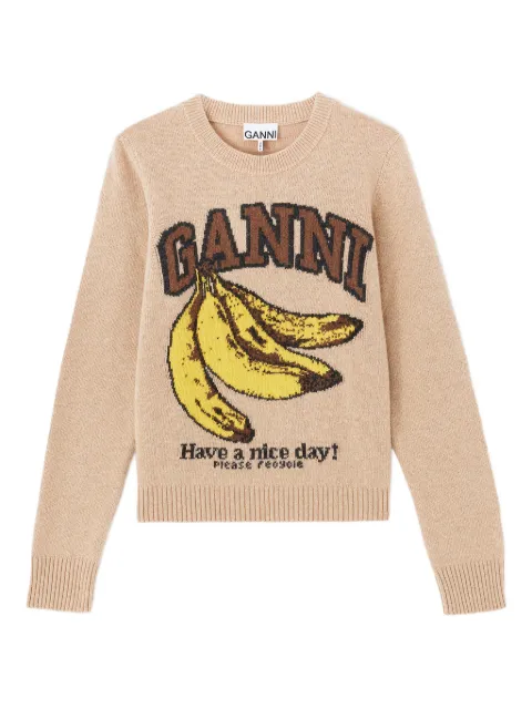 GANNI graphic wool sweater Neutrals A1070265
