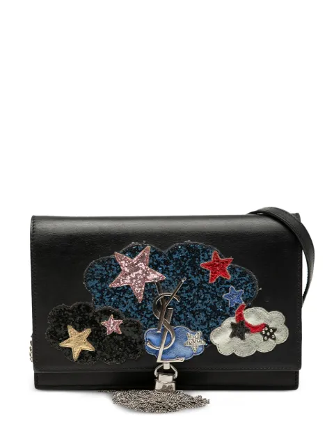 Saint Laurent Pre-Owned 2016 Calfskin Cloud Star Applique Classic Monogram Kate Tassel Wallet on Chain crossbody bag Black XQTOM0AAUCMAP9S5