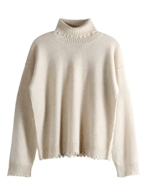 Uma Wang high neck frayed sweater Neutrals UK7154UW200TANHIGHNECK